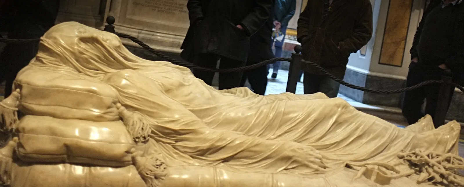 The Veiled Christ by Giuseppe Sanmartino in the Cappella Sansevero, the whole statue lying under its marble shroud